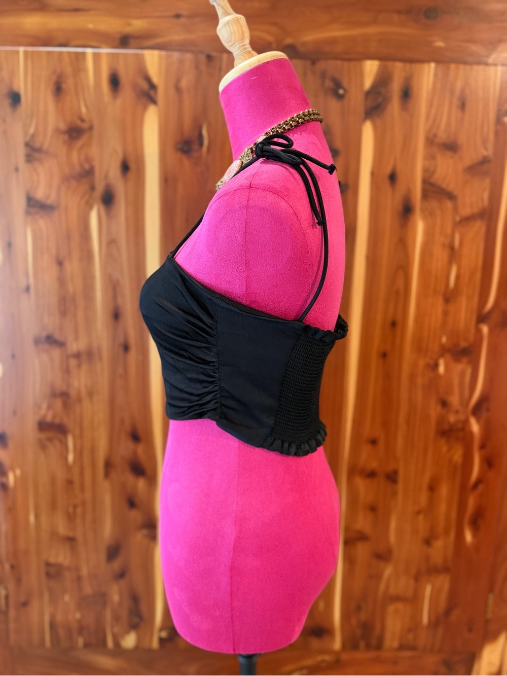 Zara Black Satin Crop Cami with Thin Straps Size Small - Picture 4 of 7
